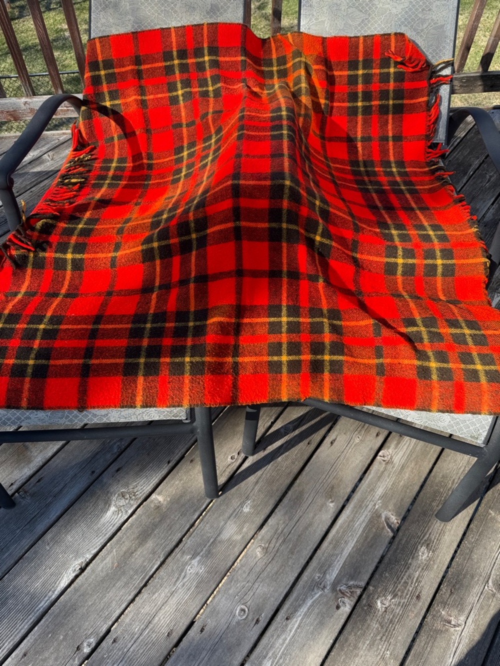 Plaid red, orange and brown Wool Throw Blanket - Classic Tartan